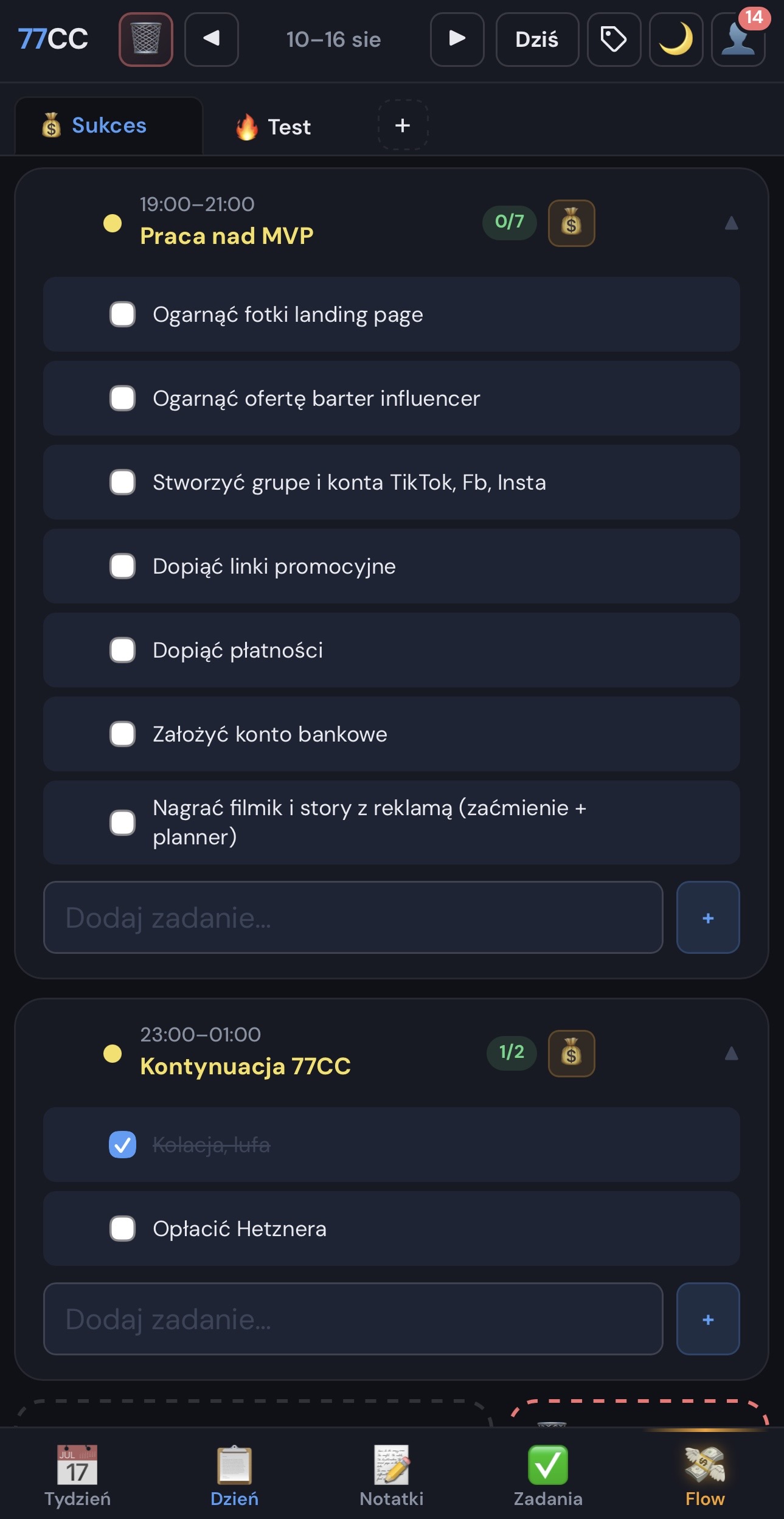 77CC Planner . zadania