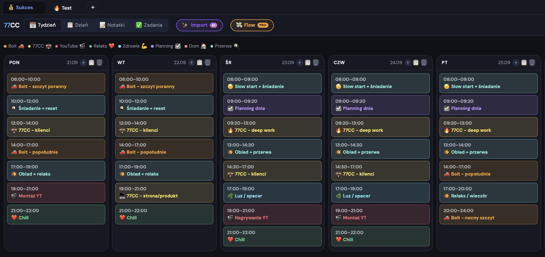 Plan tygodnia 77CC Planner